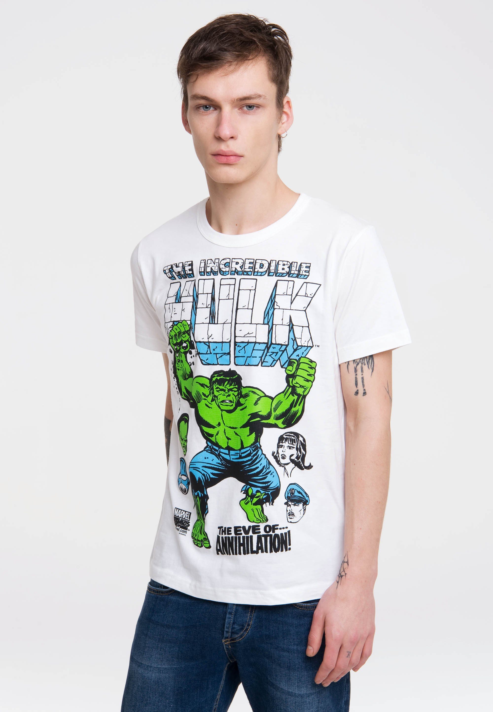 LOGOSHIRT T-Shirt Hulk - Marvel mit coolem Frontprint