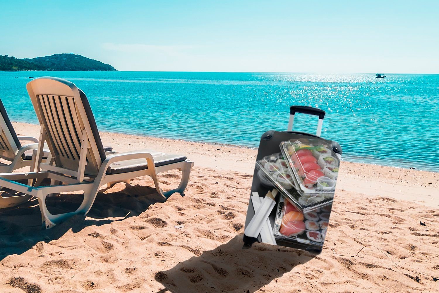 MuchoWow Handgepäckkoffer Reisekoffer Ferien, 4 zum Trolley, Rollen, Mitnehmen, rollen, mit Sushi für Reisetasche Handgepäck
