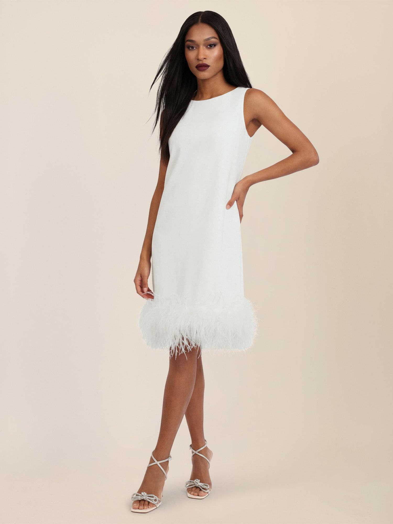 Apart Midikleid mit Federsaum günstig online kaufen