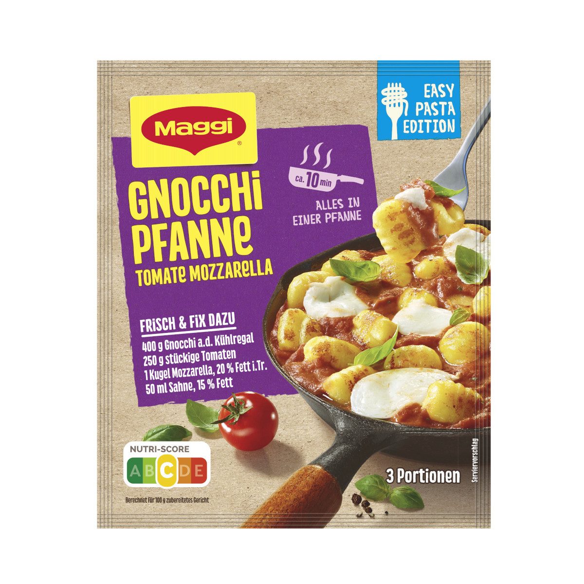 MAGGI Gewürz, Maggi Fix Gnocchi Pfanne mit Tomaten und Mozzarella Packung 31g