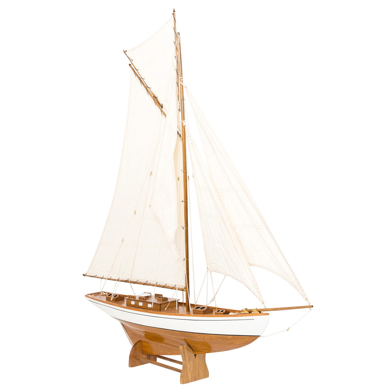 Aubaho Dekoobjekt Modellschiff Segelyacht Yacht Holz Schiff Boot Segelschiff 135cm kein