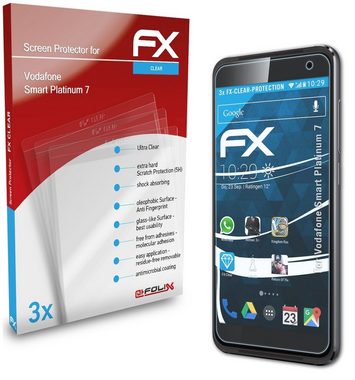 atFoliX Schutzfolie Displayschutz für Vodafone Smart Platinum 7, (3 Folien), Ultraklar und hartbeschichtet