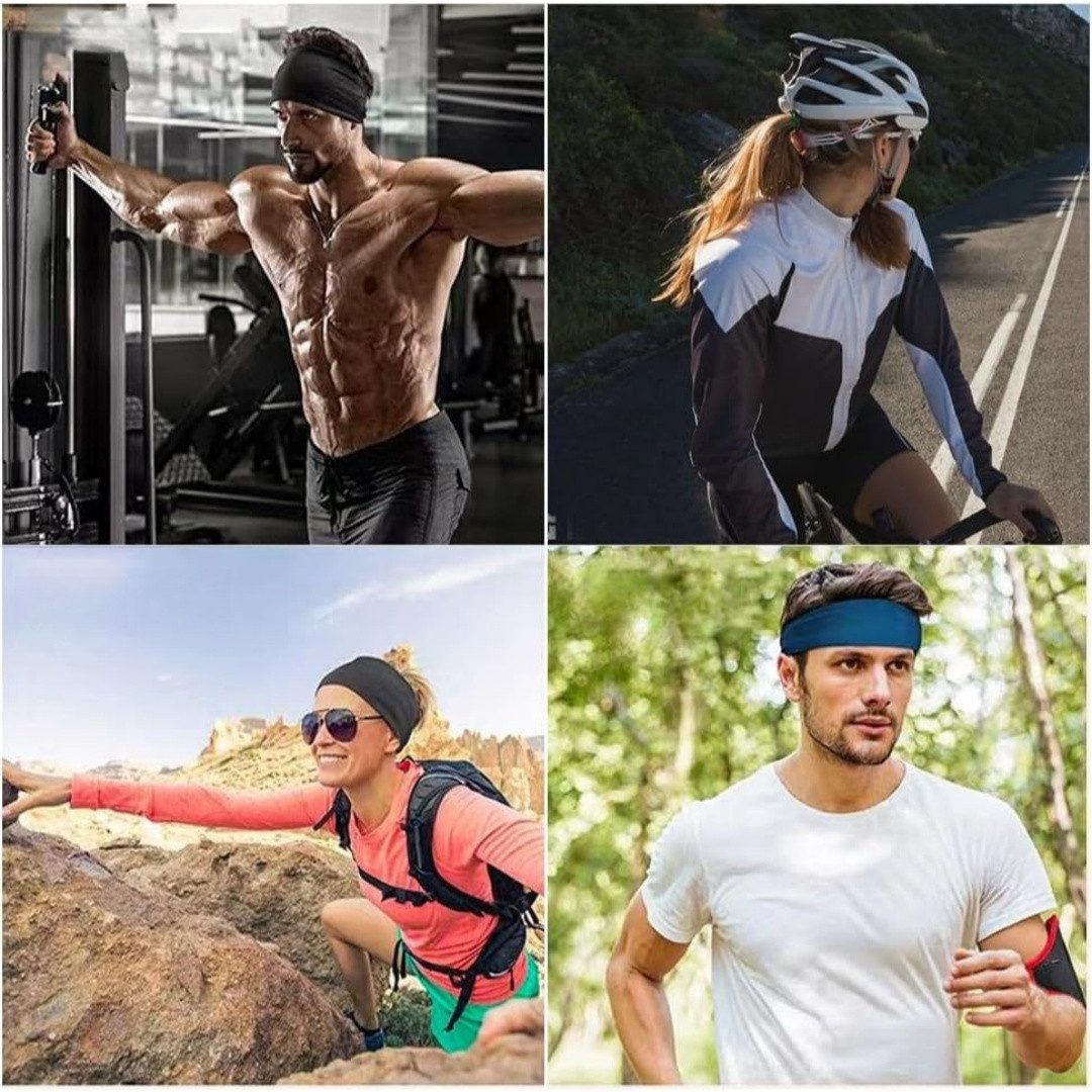 Zaewry Stirnband 4 Pack Haarband Haarbänder Damen Herren Sport (Antirutsch Stirnbänder Elastisch Headband, 4-St) Unisex Hair Band Sport Yoga Workout Laufen Fitn – Bild 5 von 5