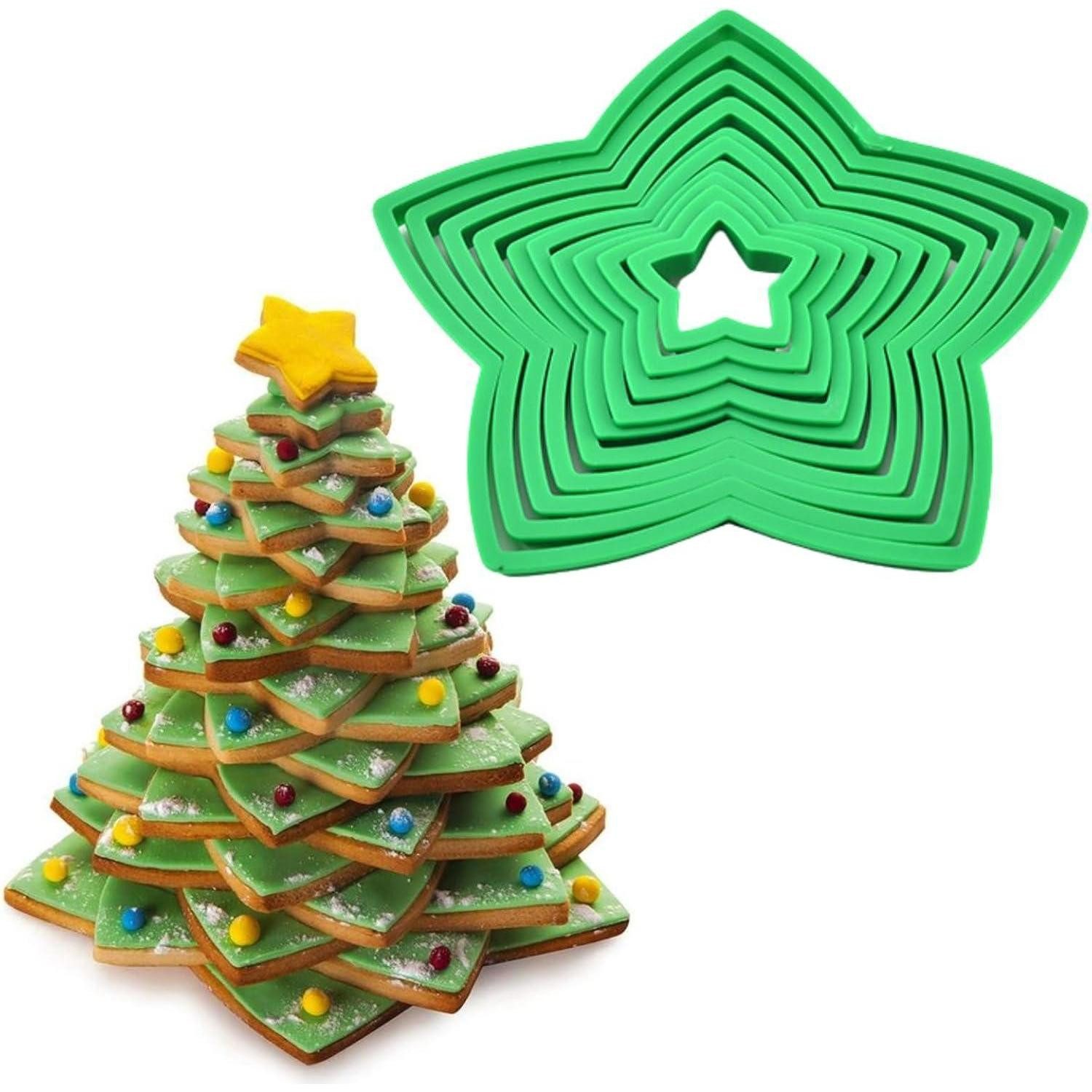 LuxusKollektion Ausstechform 3D-Ausstechformen Set Weihnachtsbaum Sternform Kunststoff Kekse Gebäck, Kunststoff, (10-St)