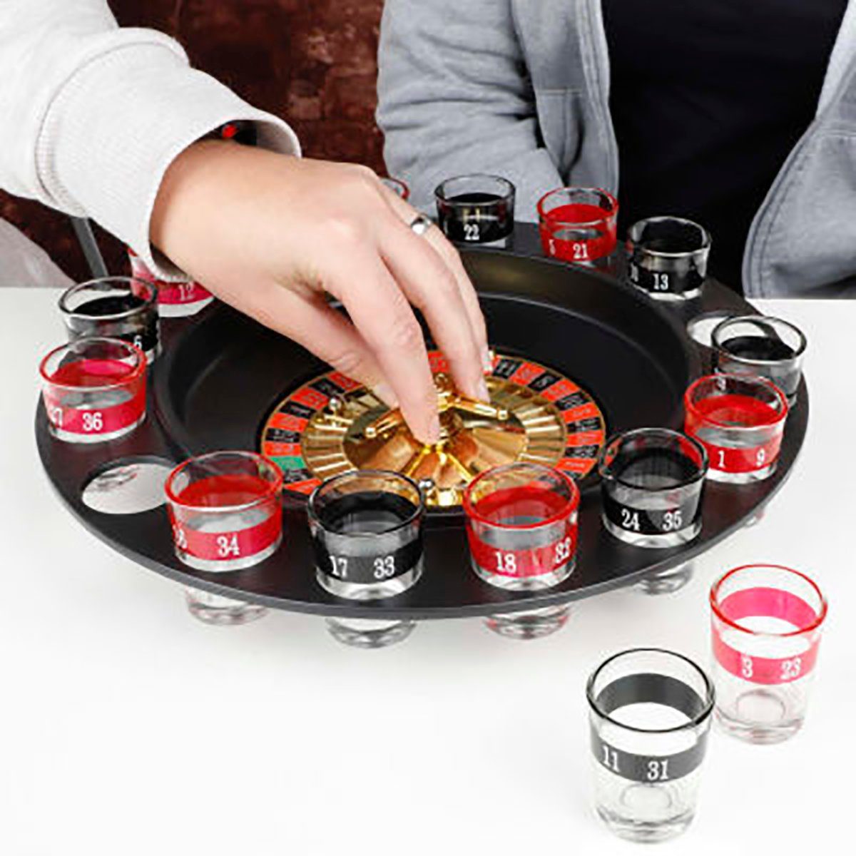Tischplatte Roulette-Trinkspiel-Party, 16 Bälle Schnapsgläser, 2 x vidaXL