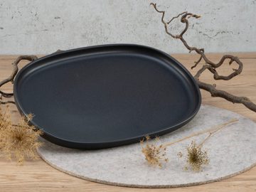 CreaTable Servierplatte Uno Black, Steinzeug, (1-tlg), Premiumproduktion "Made in Europe" mit seidenmatter Glasur, 33 cm
