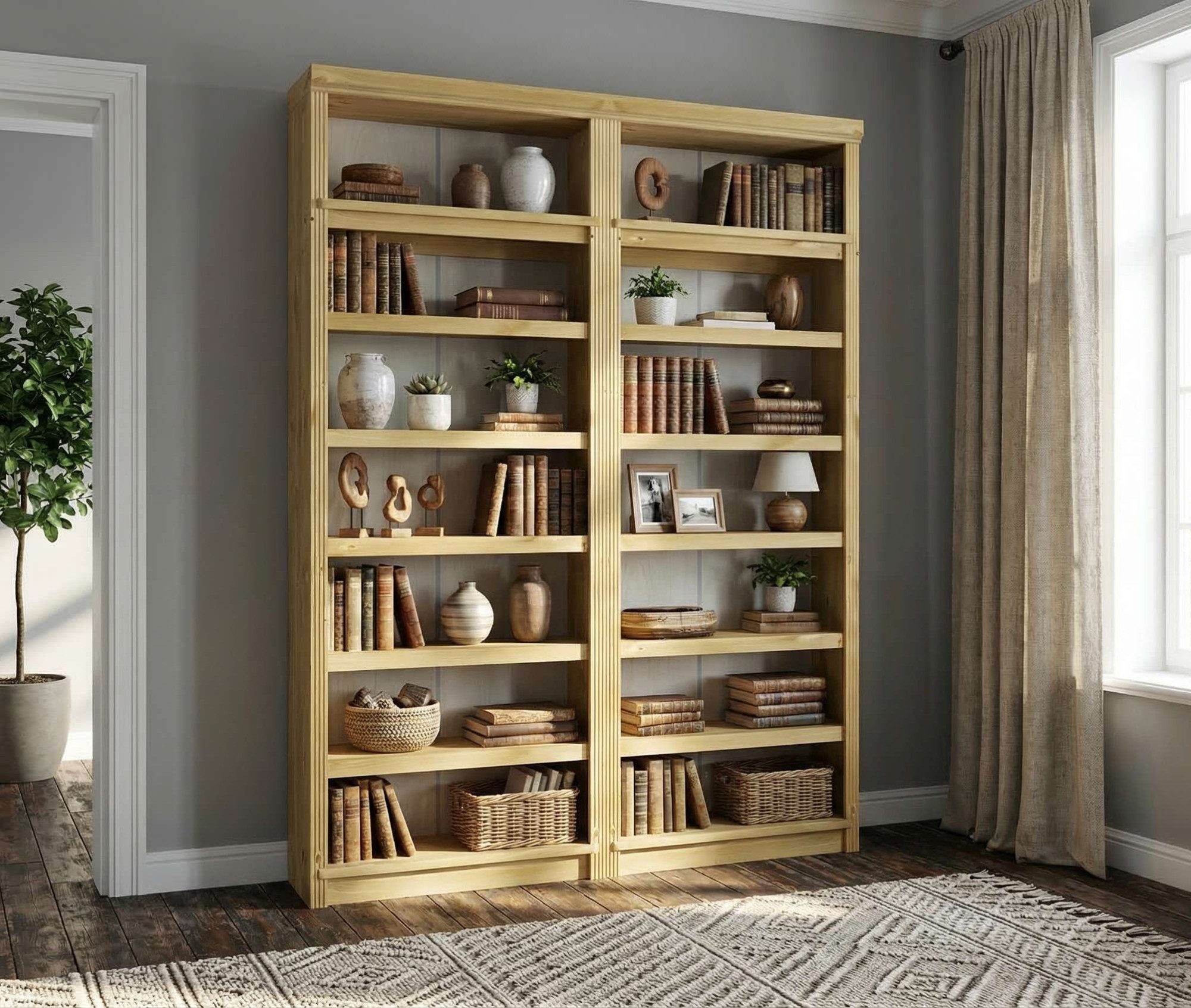 OTTO home Bibliothek Soeren 2 Regale á Breite 80 cm, Höhe 220 cm, Tiefe 29 cm, Set 2-tlg., 2 Bücherregale - zusammen oder getrennt stellbar