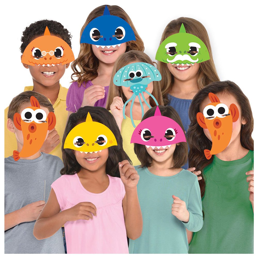 Amscan Hängedekoration Amscan 'Baby Shark' - 8 Papier Gesichtsmasken Hai-