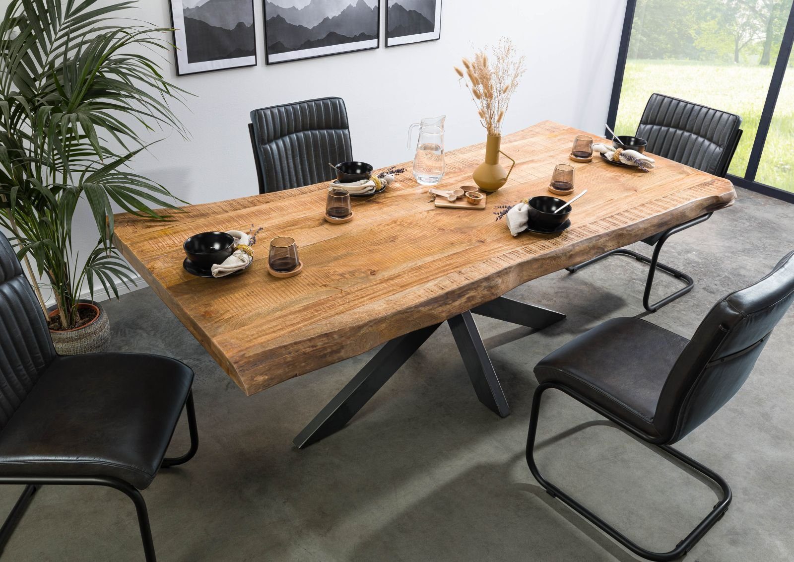 Massivmoebel24 Baumkantentisch FREEFORM (Baumtisch Mango 180x90x77 günstig online kaufen