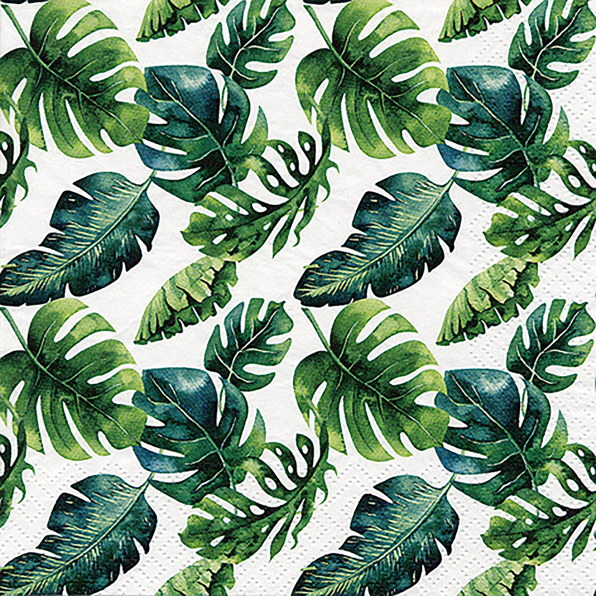 ti-flair Papierserviette, Servietten Papier 33x33cm 3-lagig Monstera Blätter 20 Stück Grün