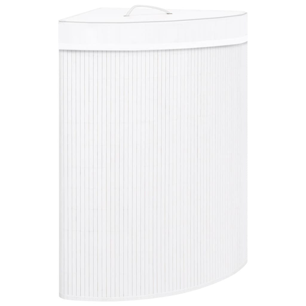 furnicato Wäschekorb Eck-Bambus Weiß 60 L günstig online kaufen