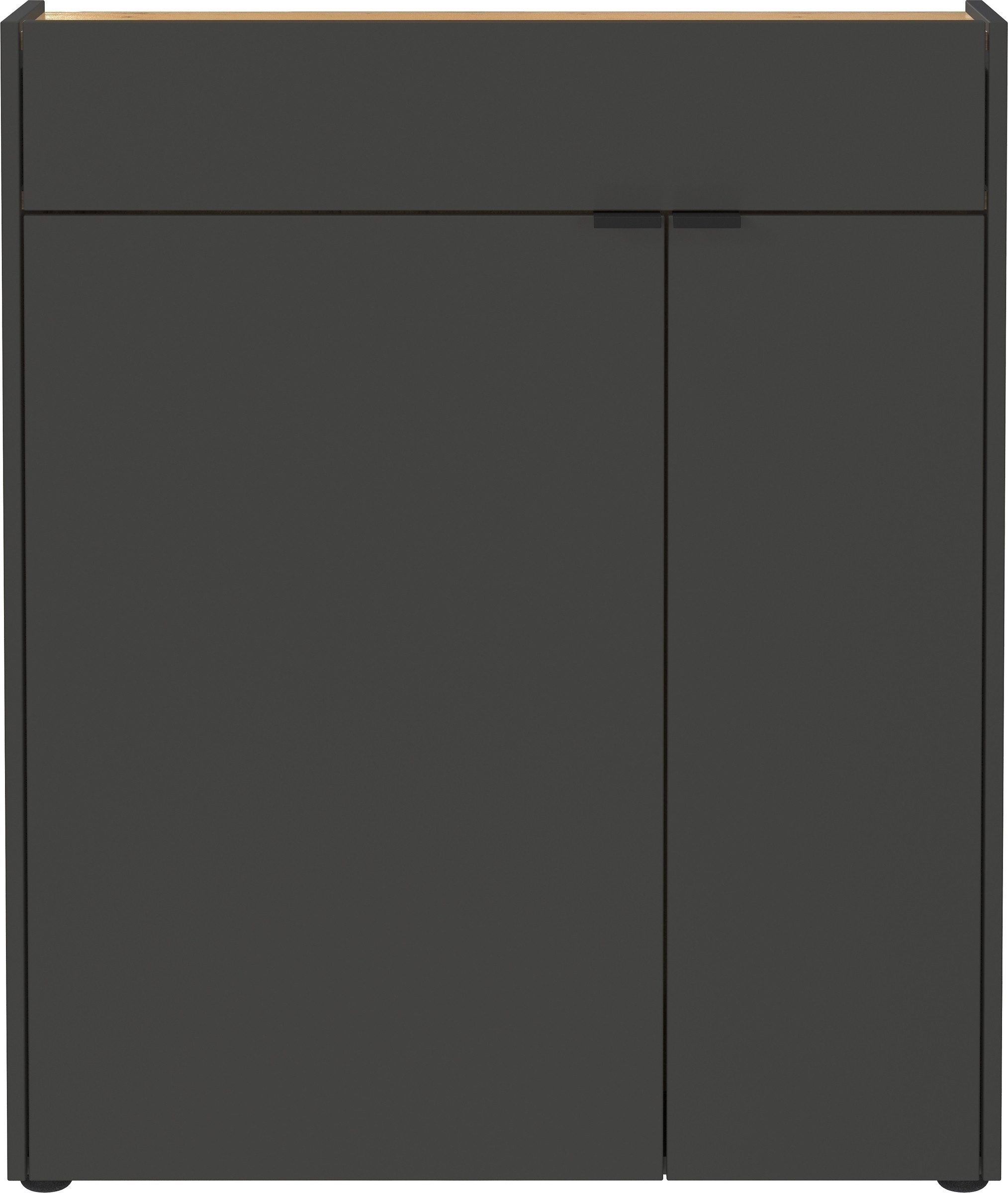 GERMANIA Schuhkommode 2 Türen, 1 Schub, Graphit / Navarra-Eiche-Dekor - 83x99x22cm (BxHxT)