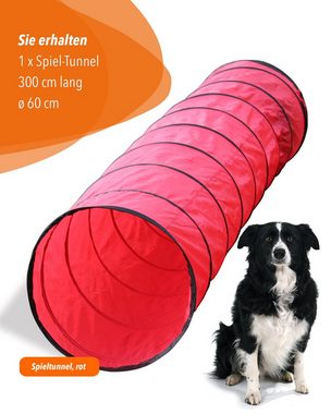 Superhund Agility-Tunnel Agility Spieltunnel, 3 m, ø 60 cm Farbe Rot, Agility-Tunnel aus hochwertigem Nylongewebe, Spiralen aus Federstahldraht.