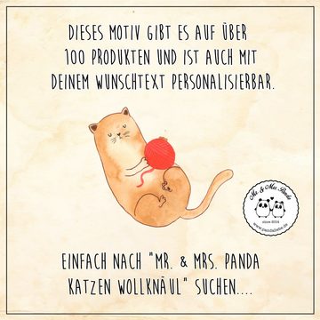 Mr. & Mrs. Panda Kosmetikspiegel Katze Wolle - Weiß - Geschenk, Wollknäuel, Cat, Spiegel, Schminkspieg (1-St), Unwiderstehlicher Glanz