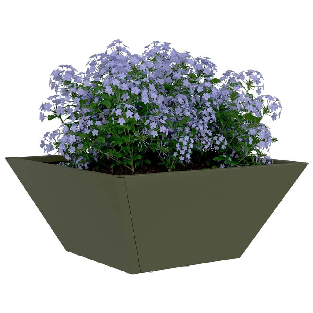 Thumbnail - vidaXL Blumentopf Garten Schüssel Pflanzer Olivgrün 35 x 35 x 15 cm Stahl (1 St)