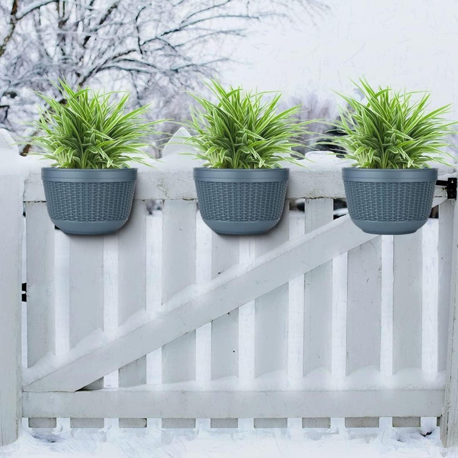 LuxusKollektion Blumentopf Hängende Pflanzgefäße 2 Stück Kunststoff Blumenampel Balkon Terrasse