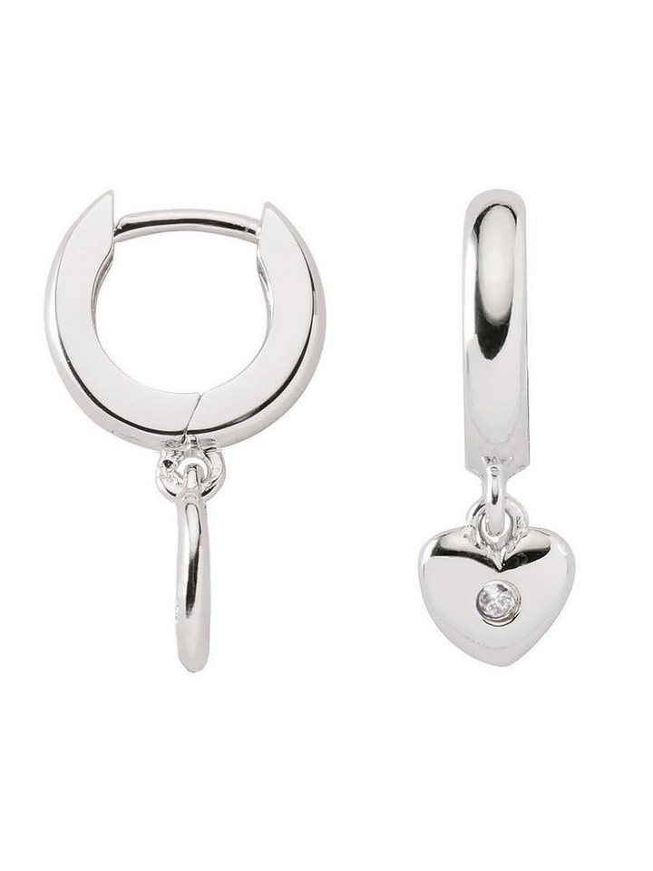 Adelia´s Paar Ohrhänger 925 Silber Ohrringe Creolen Herz Ø 11,8 mm, mit  Zirkonia Silberschmuck für Damen, Mit Liebe gefertigt aus: 925 Sterling  Silber rhodiniert