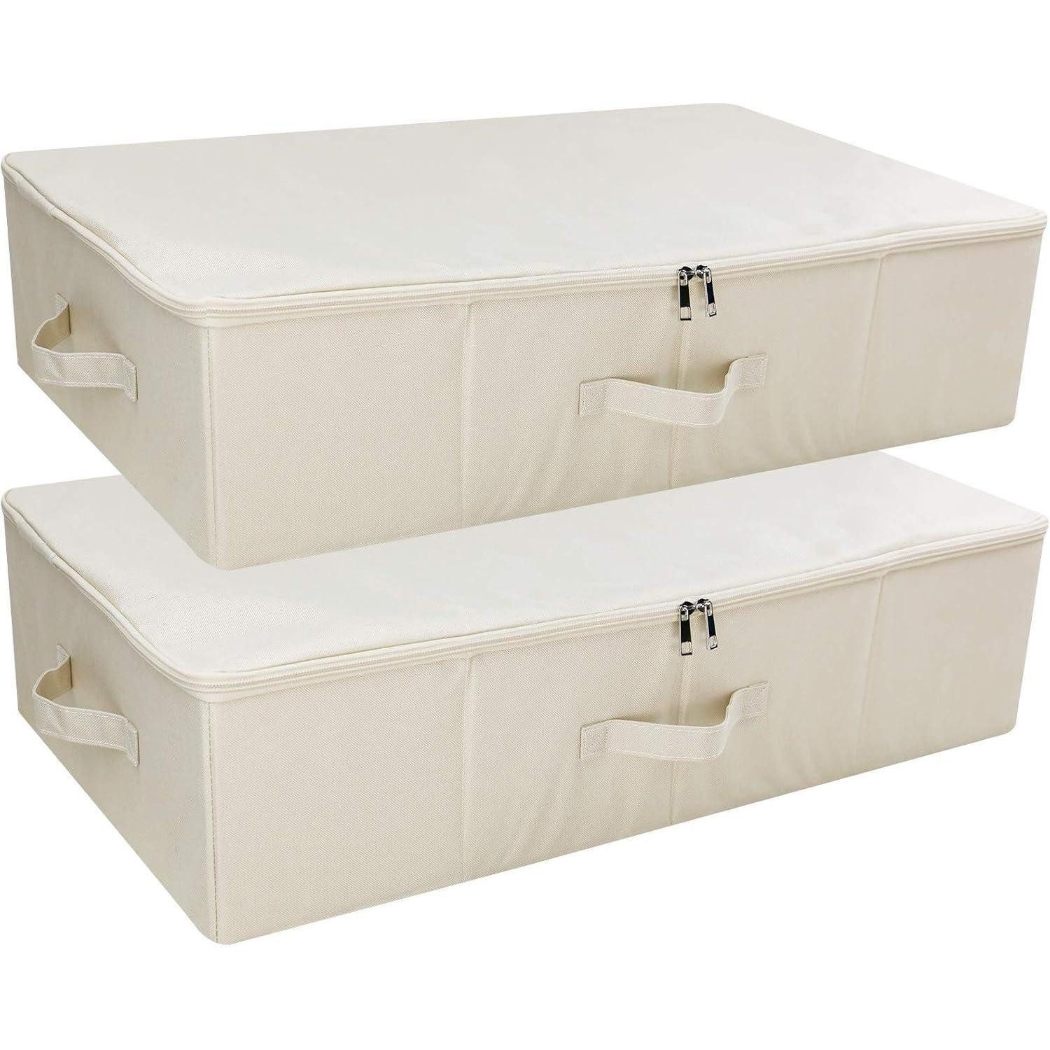 LuxusKollektion Unterbettkommode Aufbewahrungsboxen Unterbett faltbar Deckel 2er Pack Beige 2stück