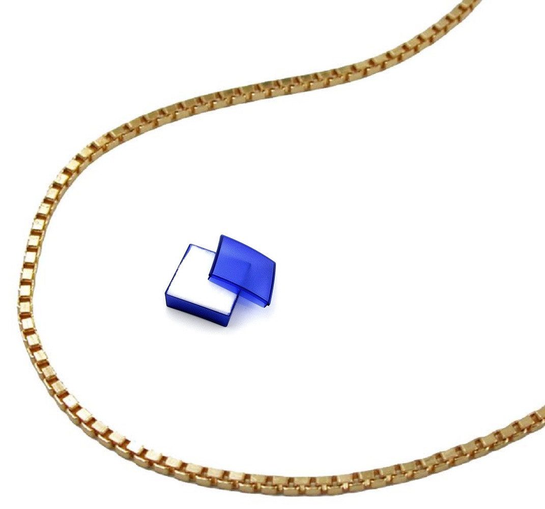 Kette ohne Anhänger Kette Venezianer 1 x 1 mm vergoldet AMD 42 cm inkl..Schmuckbox