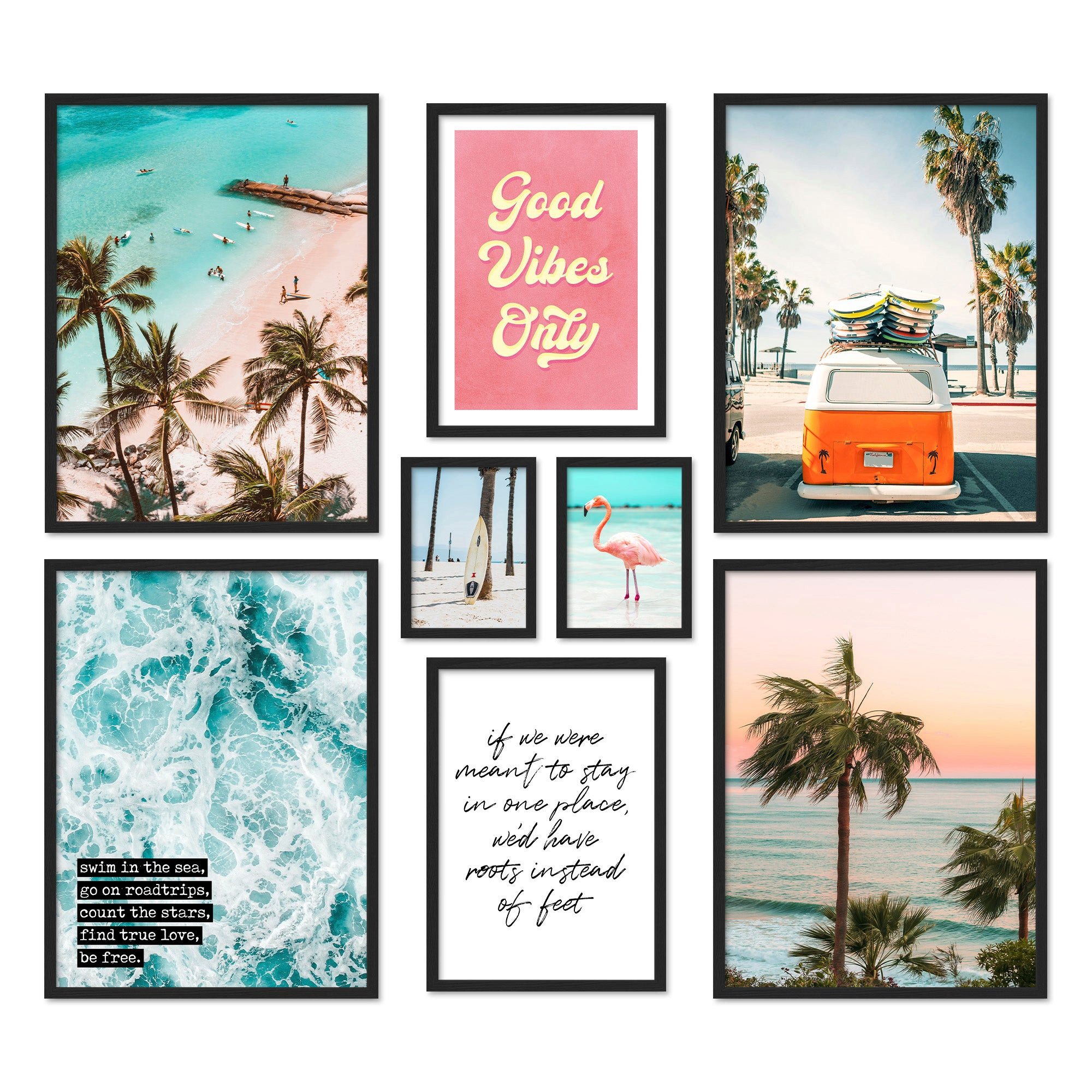ARTFAVES Bilder-Collage Poster Set Summer Vibes I mehrteilige Bilderwand I Wandbilder Sommer, (Wandbilder modern, 8 St)