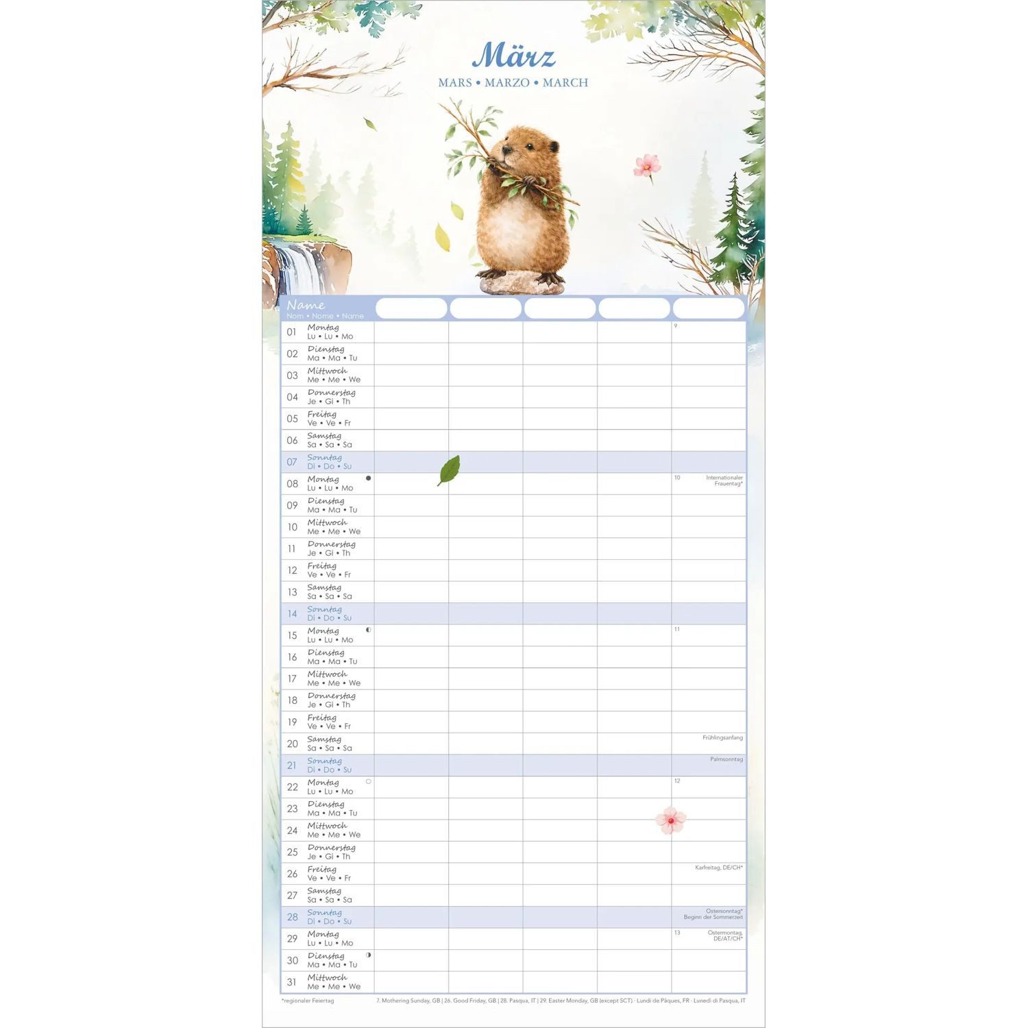NEUMANN Wandkalender Familienplaner Tierzauber 2027