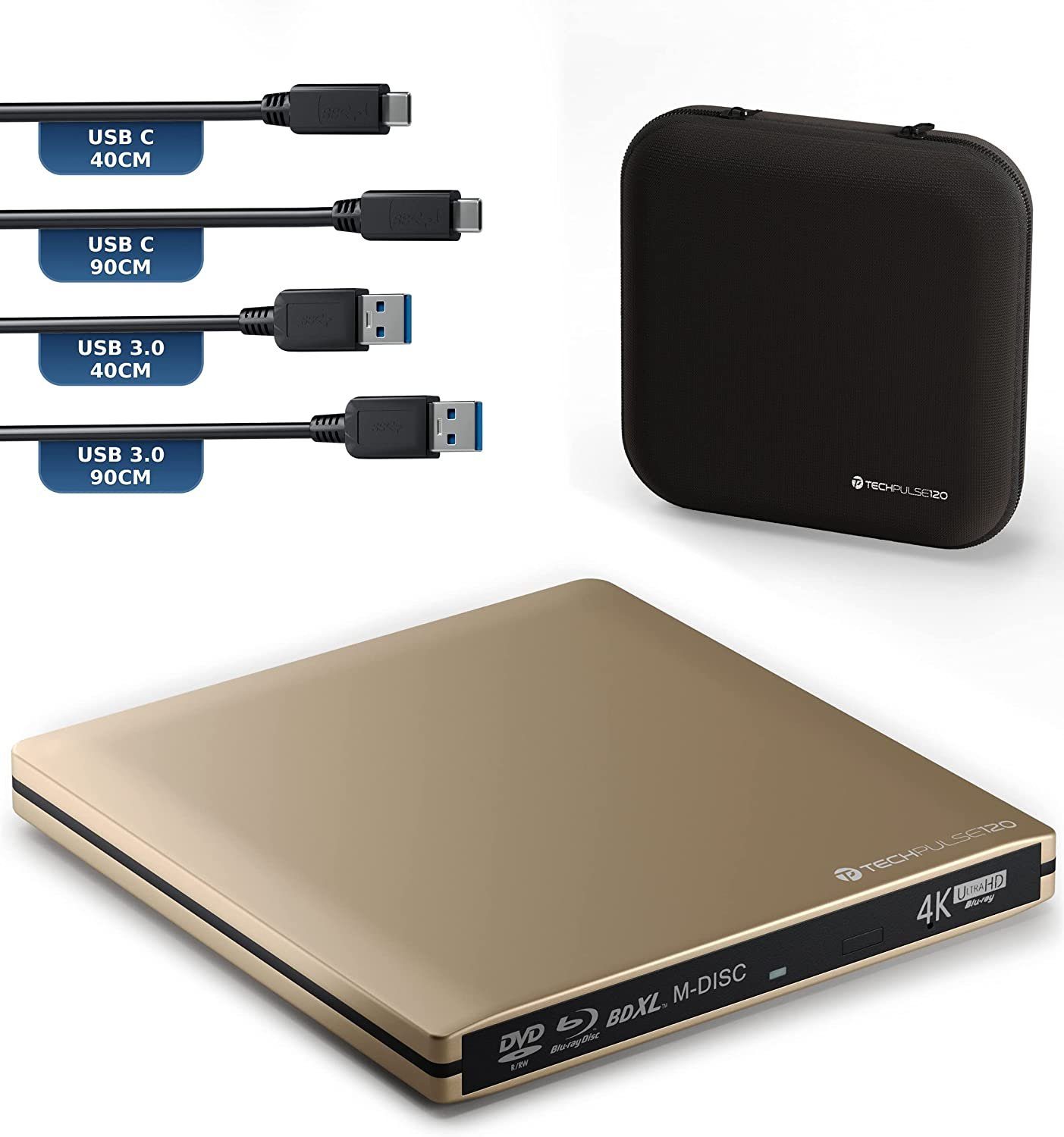 USB 3.1 Blu-ray DVD CD USB-C UHD 4k 3D M-DISC BDXL HDR10 100GB Brenner Blu-ray-Brenner