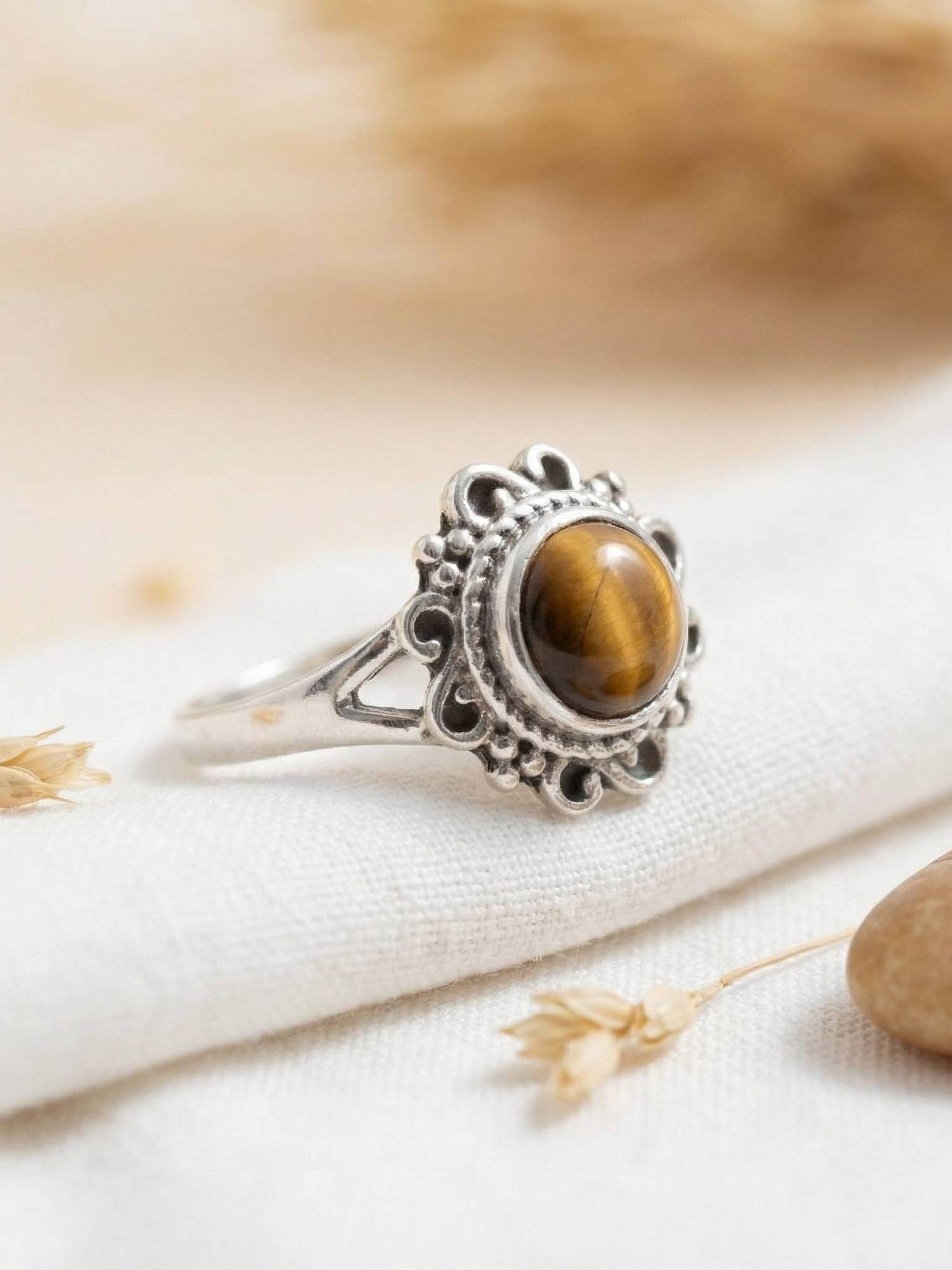 mantraroma Silberring CARINO aus 925 Silber mit Tigerauge (Ring mit Schmuck günstig online kaufen