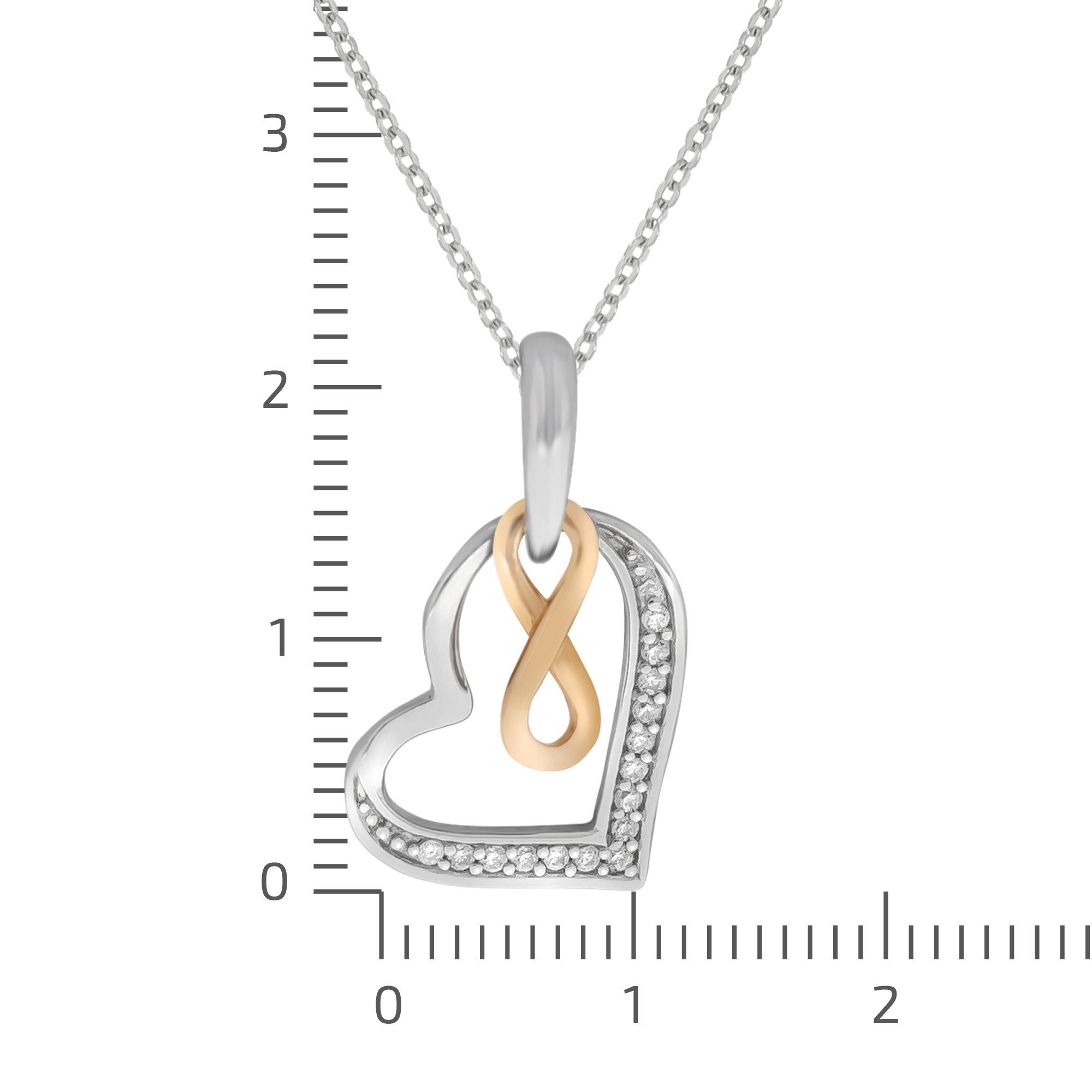 Zeeme Kette mit Anhänger Silber 925 rhodiniert mit Herz- und Unendlichkeits-Motiv