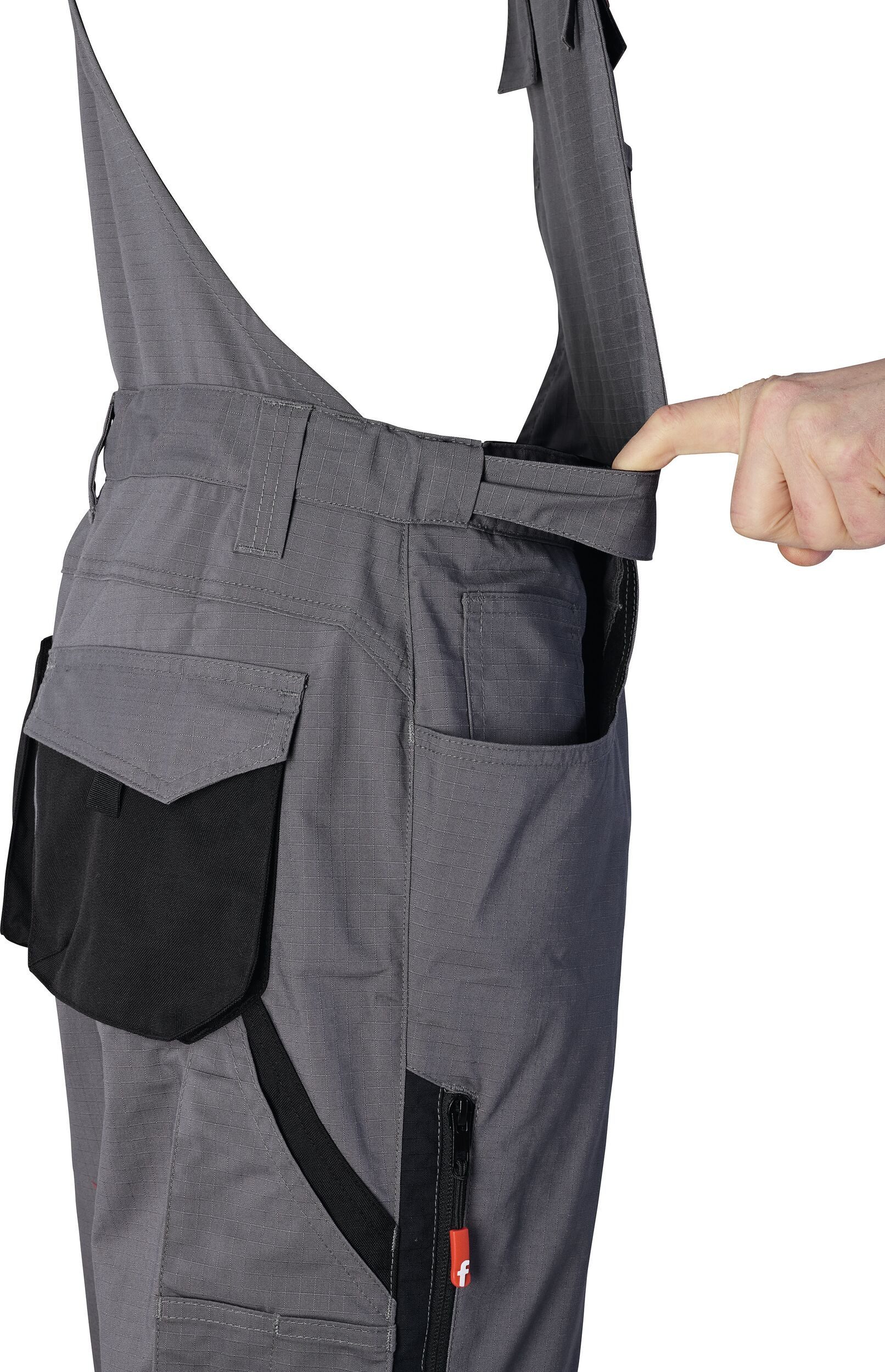 fortis Latzhose Herren Performance grau/schwarz