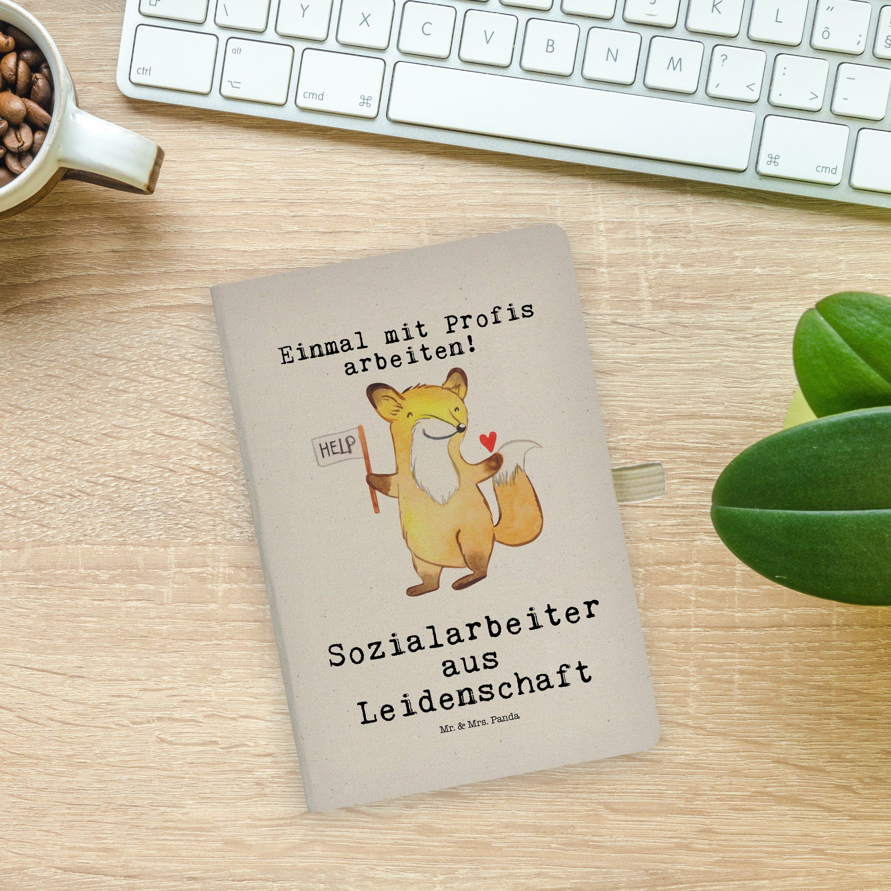 Transparent Notizbuch & Mrs. Mr. aus Notizheft, Panda & Panda Mrs. Geschenk, - Mr. - Leidenschaft Sozialarbeiter