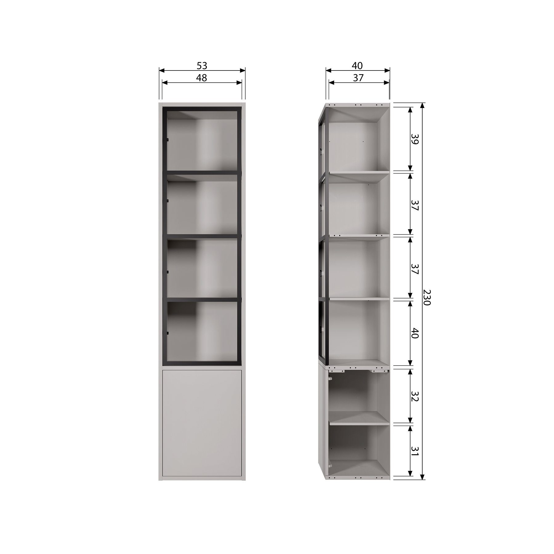 Vitrine Kiefer Vitrine - Fog 2-Türen Basic vtwonen