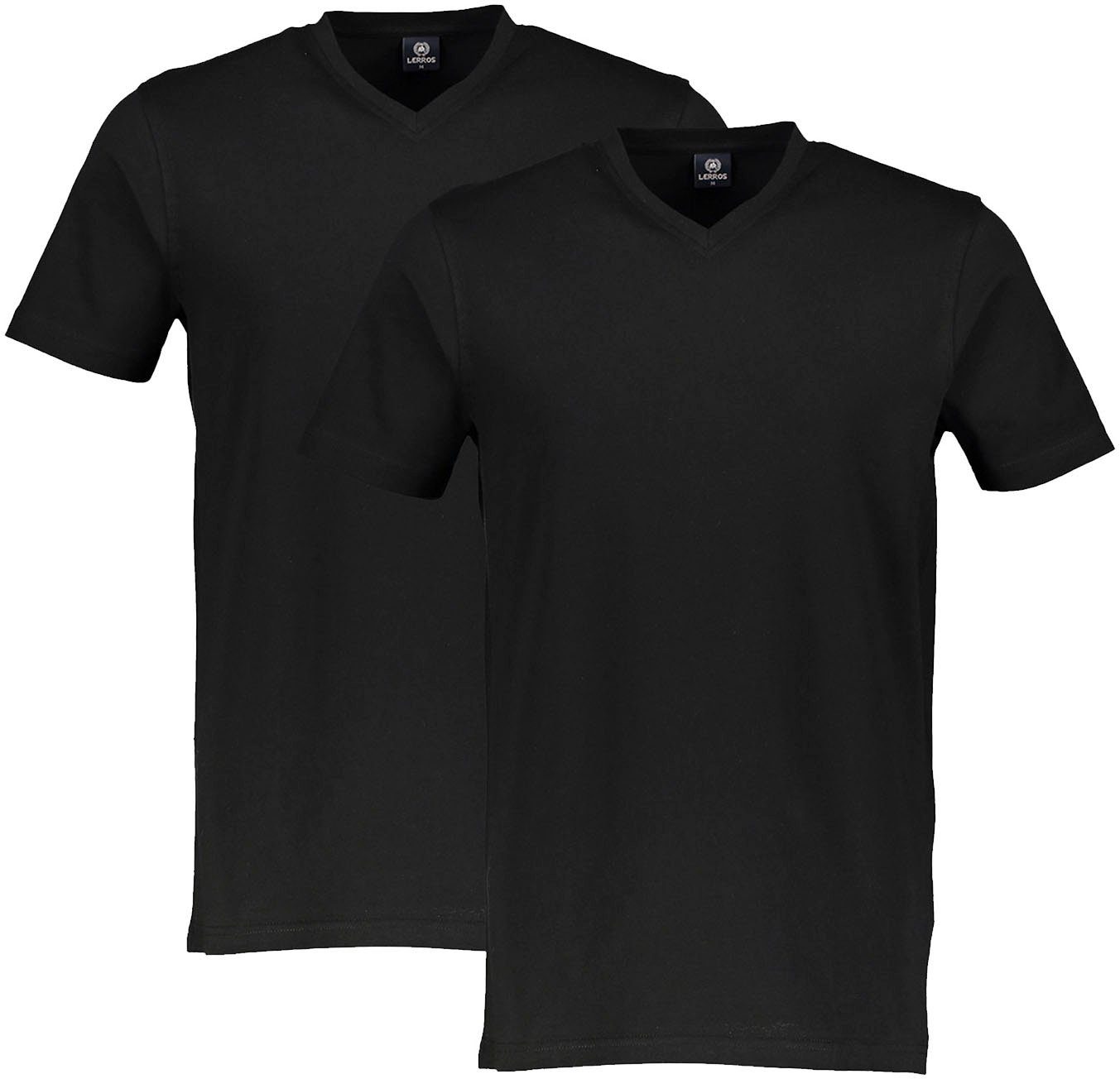 (Spar-Set, LERROS V-Shirt klassischer black in Optik 2-tlg)
