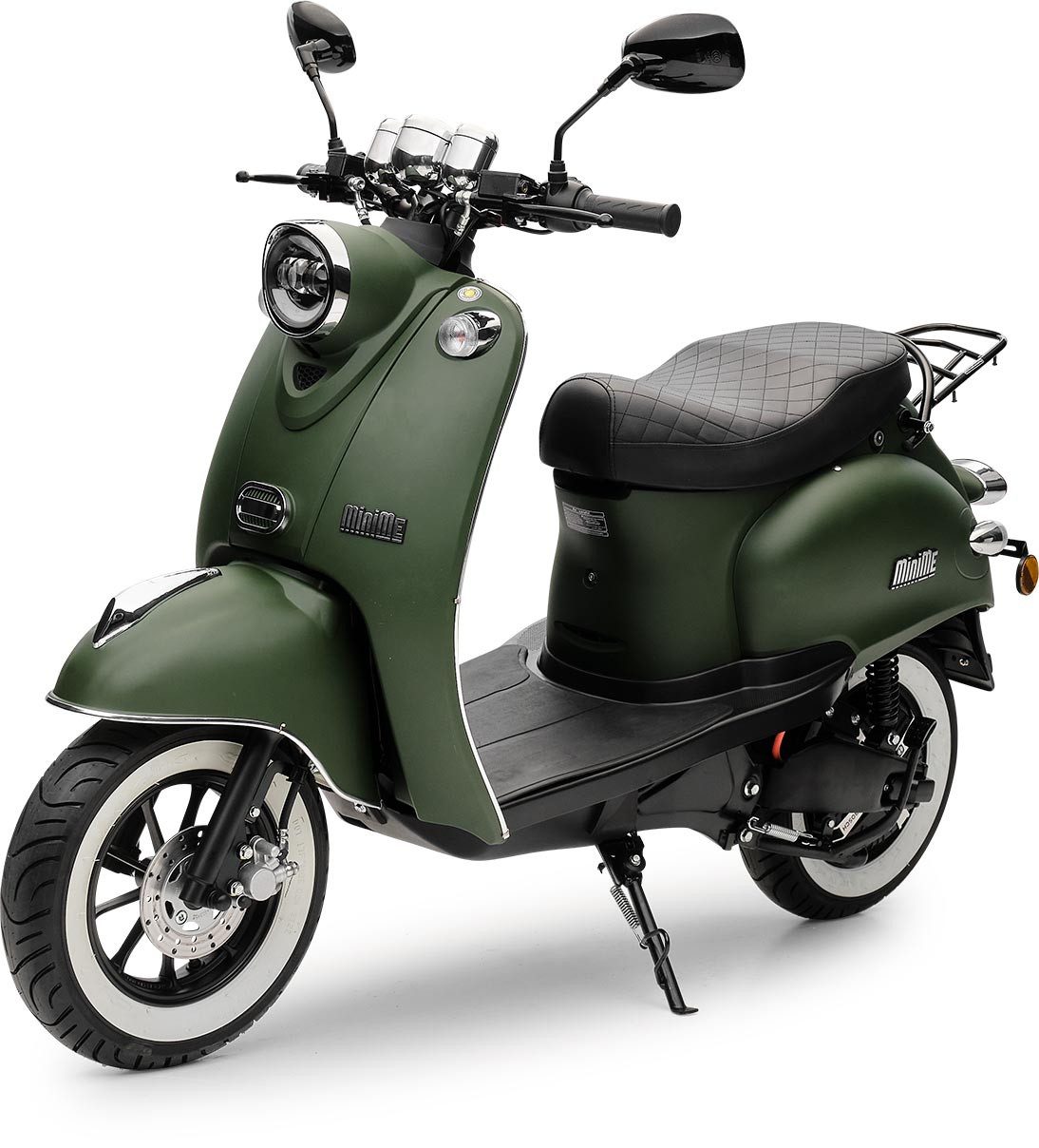 Burnout E-Motorroller MiniMe Mattgrün, 2000 W, 45 km/h (Einzelakku), Elektroroller, E-Roller Leistungsstarker Bosch Elektromotor