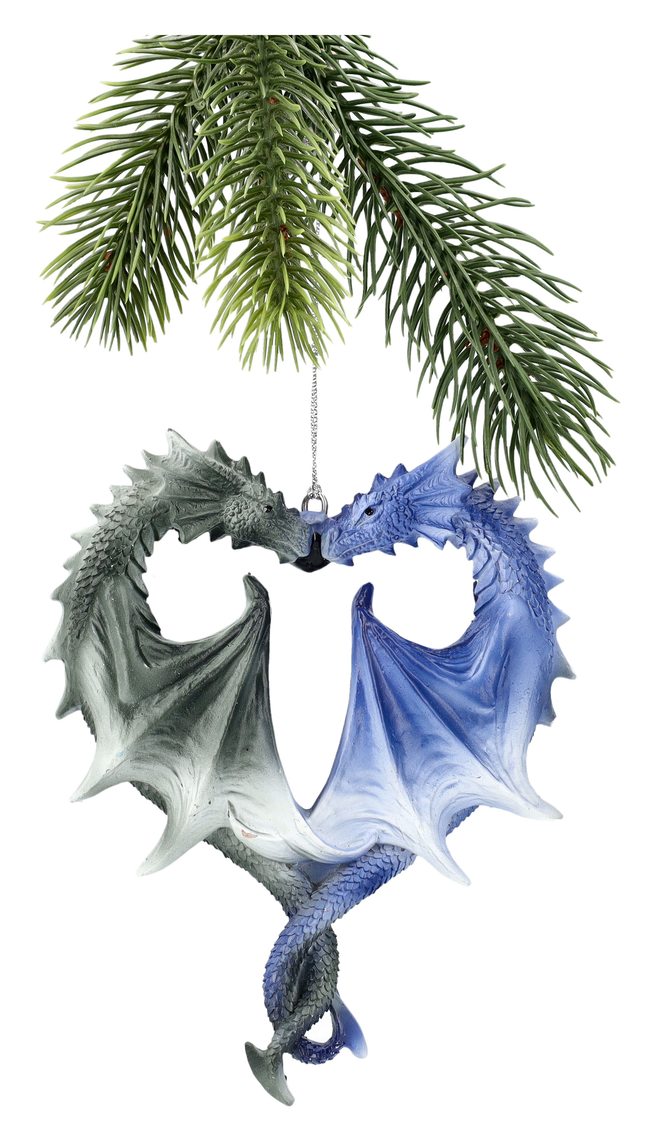 Figuren Shop GmbH Christbaumschmuck Weihnachtsbaumschmuck - Drachen Herz - Fantasy Christbaumschmuck Deko (1-tlg)