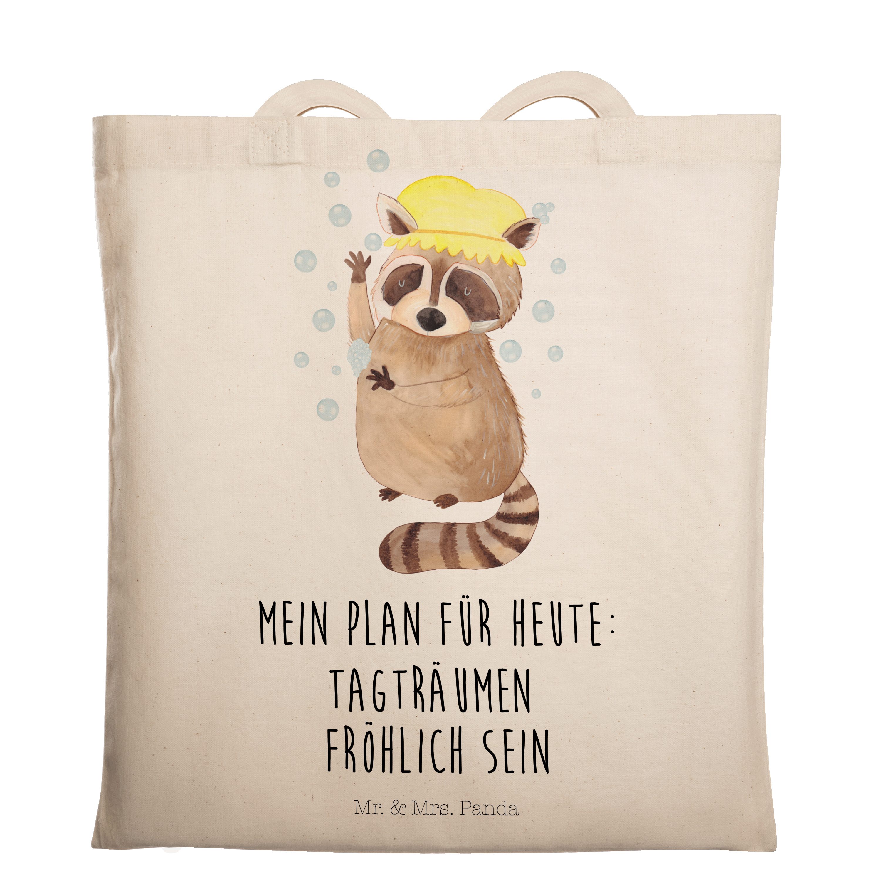 Mr. & Mrs. Panda Tragetasche Waschbär - Transparent - Geschenk, Beuteltasche, Gute Laune, Tiermoti (1-tlg)