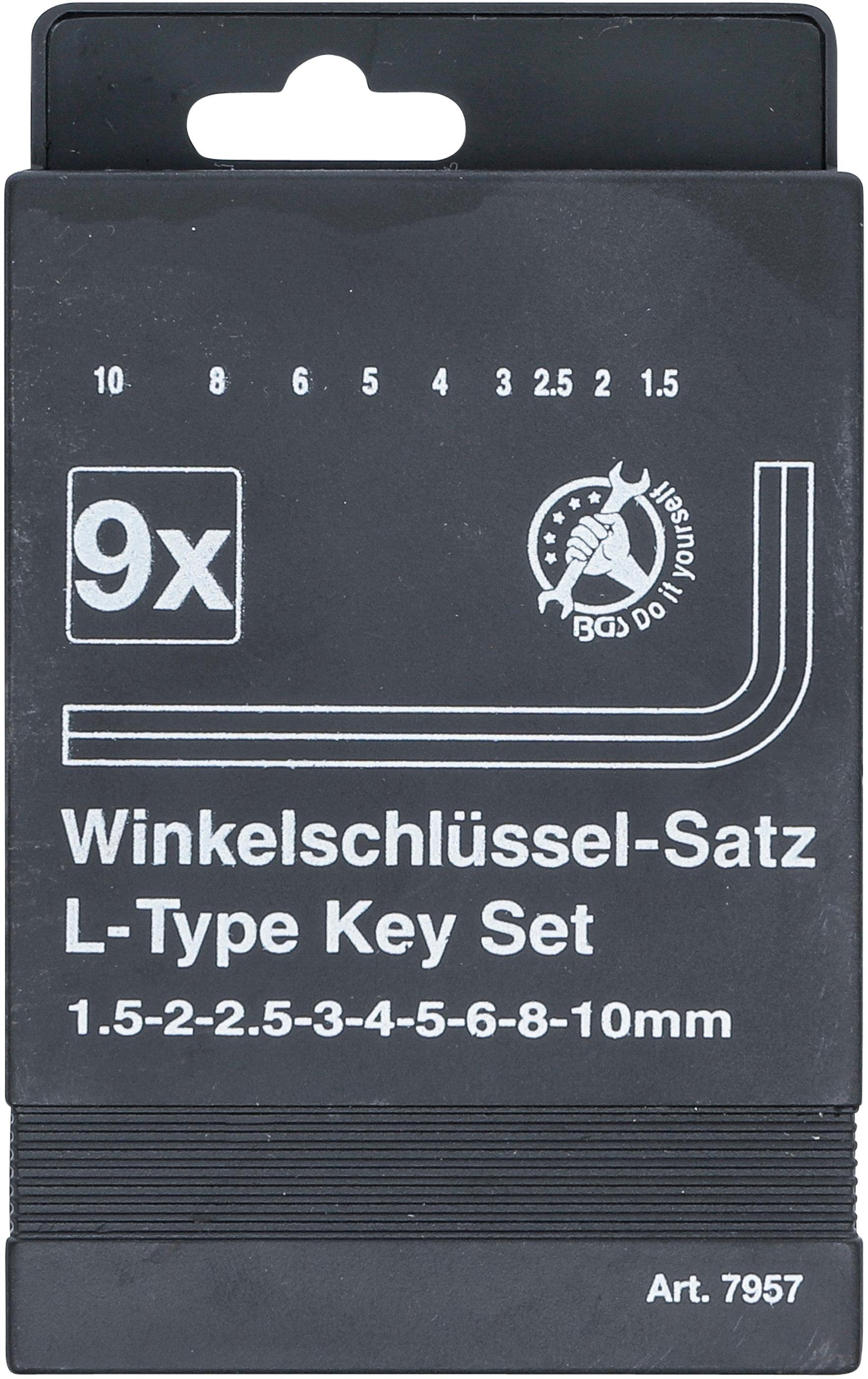 Bit-Schraubendreher Winkelschlüssel-Satz, technic - mm, 9-tlg. Innensechskant 1,5 BGS 10