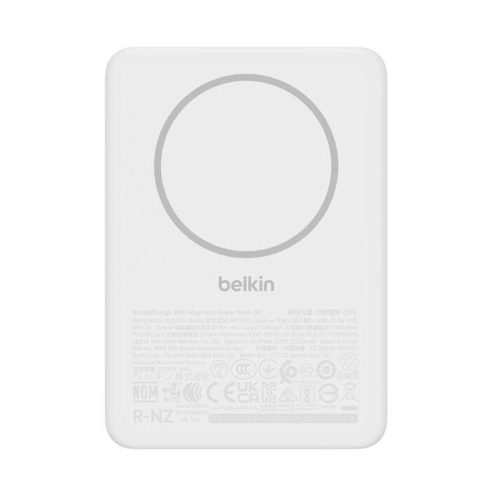 Belkin BoostCharge Schlanke magnetische Powerbank 5K weiß Smartphone-Ladegerät