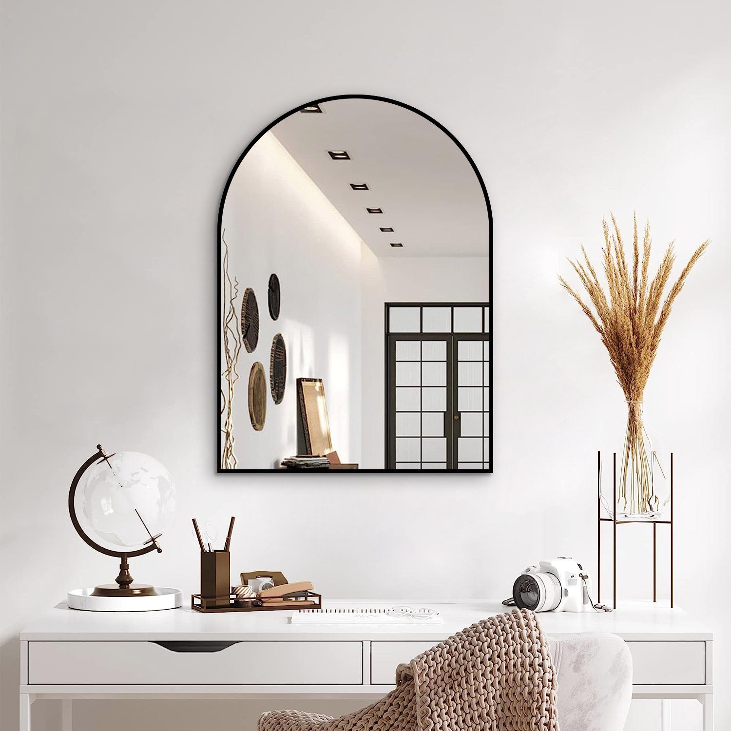 Boromal Wandspiegel Badspiegel 50x70 cm Spiegel Bad Wand Flurspiegel Schwar günstig online kaufen