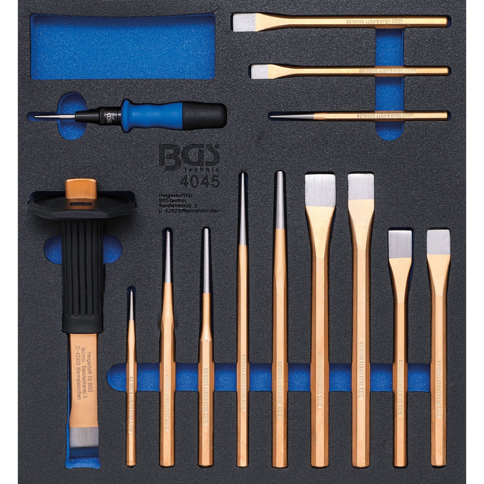 BGS Meißel-Set BGS Werkstattwageneinlage 2/3: Körner / Meißel / Splintentreiber 14tlg