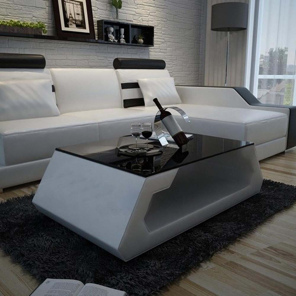 JVmoebel Couchtisch Eleganter Couchtisch aus Leder und Glas in modernem Design (Couchtisch Modell " Hamburg SBA1A), Made in Europa