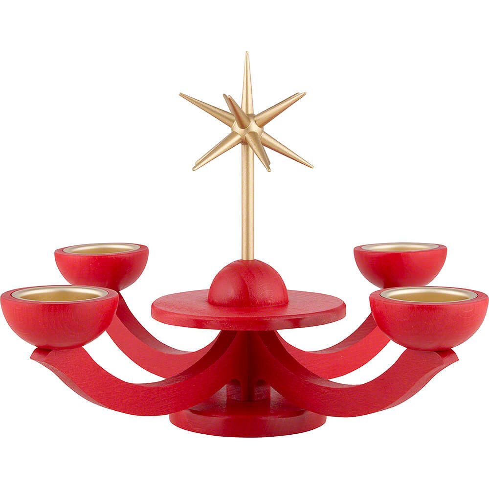 Blank Kunstgewerbe Schwibbogen Adventsleuchter rot, mit Teelichthalter ohne Engel (31x31cm) von Blank