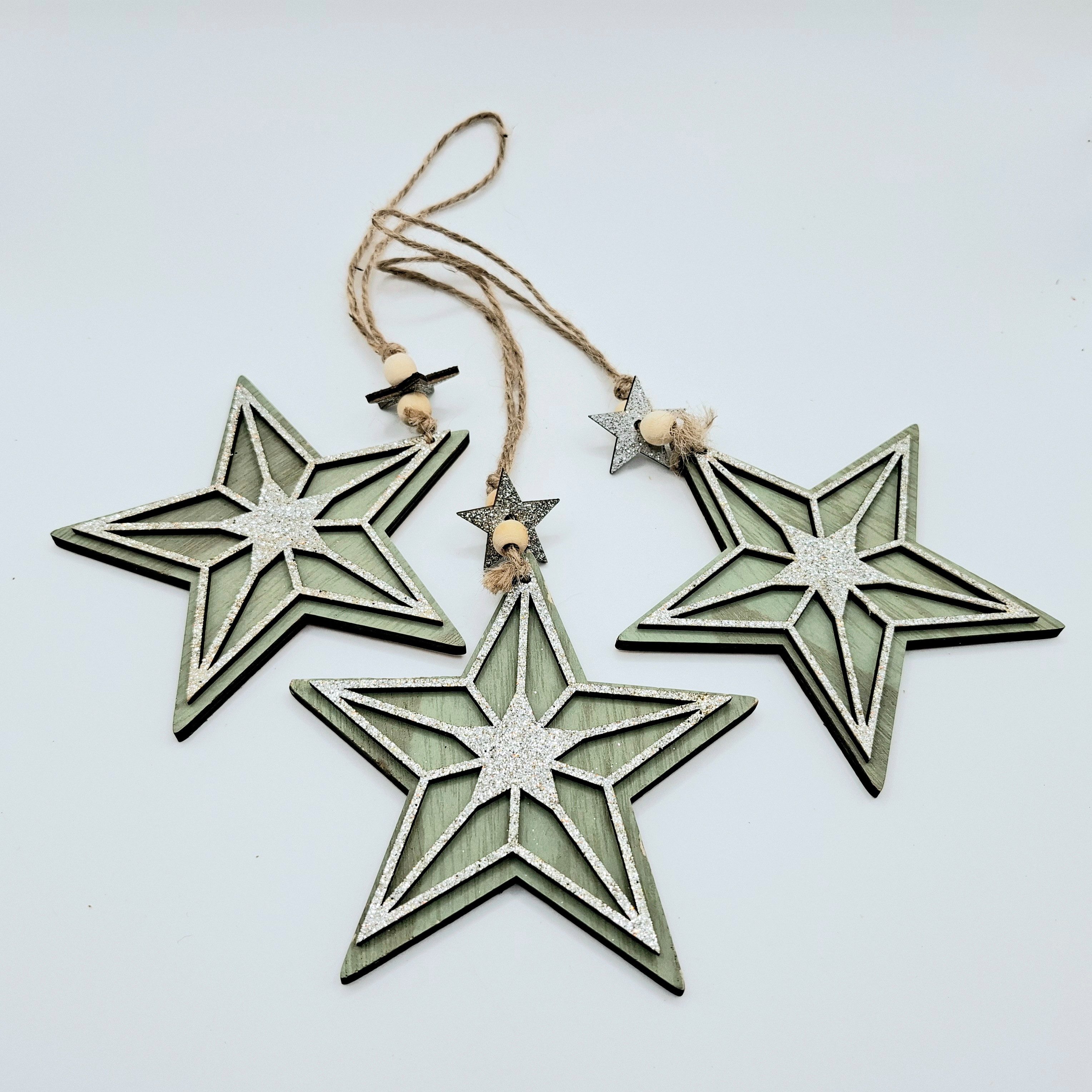 meytrade Christbaumschmuck aus Holz grün/silber mit Glitzer im 3er Set Weih günstig online kaufen