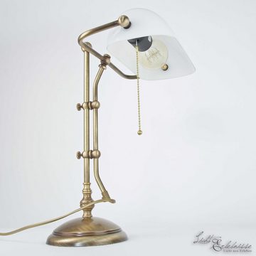 Licht-Erlebnisse Schreibtischlampe LAMPADE MINISTERO, ohne Leuchtmittel, Premium Bankerlampe Tisch Echt-Messing H:46cm hochwertige