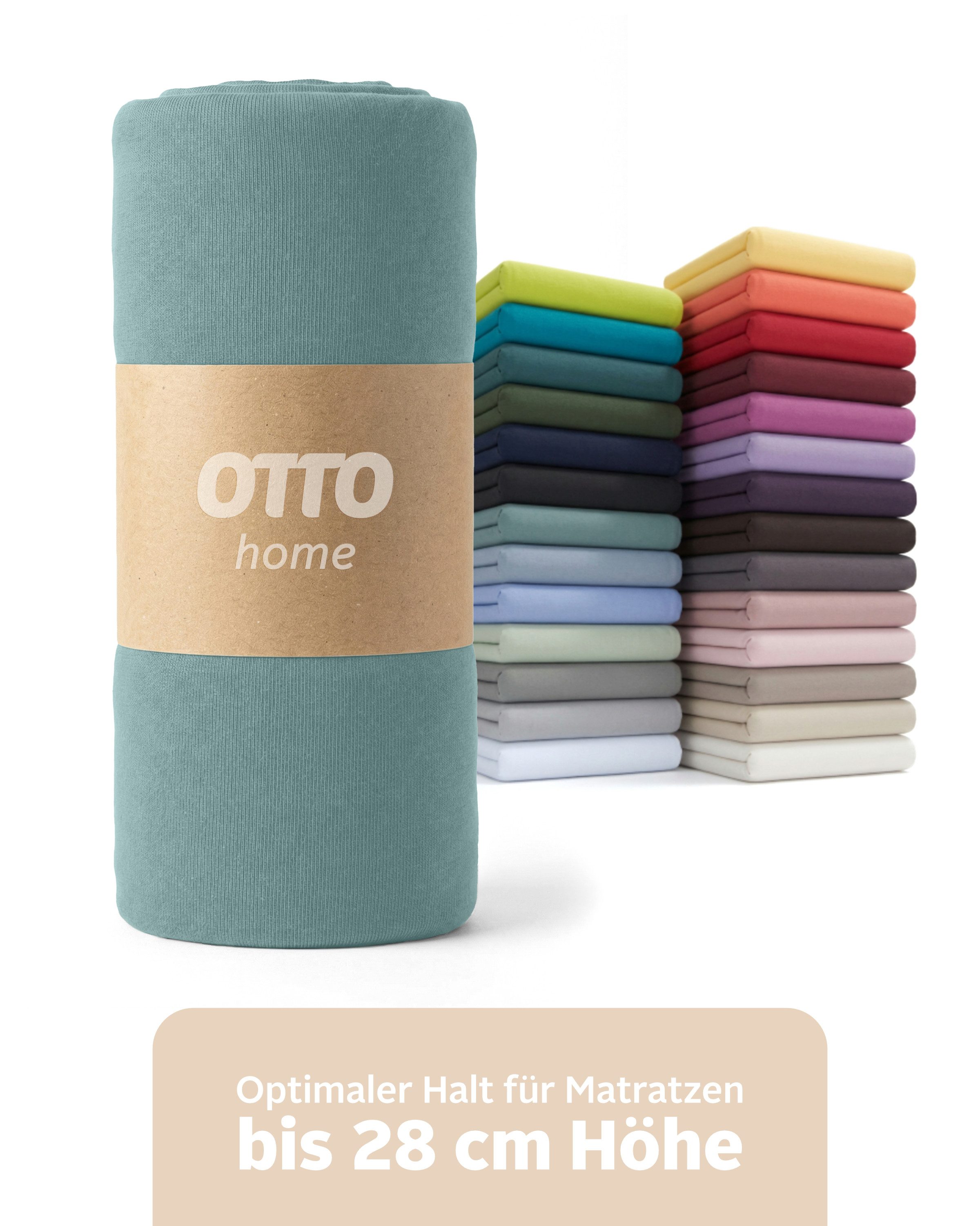 OTTO home Spannbettlaken BLACKBERRY in PREMIUM und BASIC Qualität, 100% Baumwolle, Jersey (110 g/m), Gummizug: rundum, (1 Stück), für hohe Matratzen bis 28 cm, Bettlaken, Spannbetttuch, Boxspring