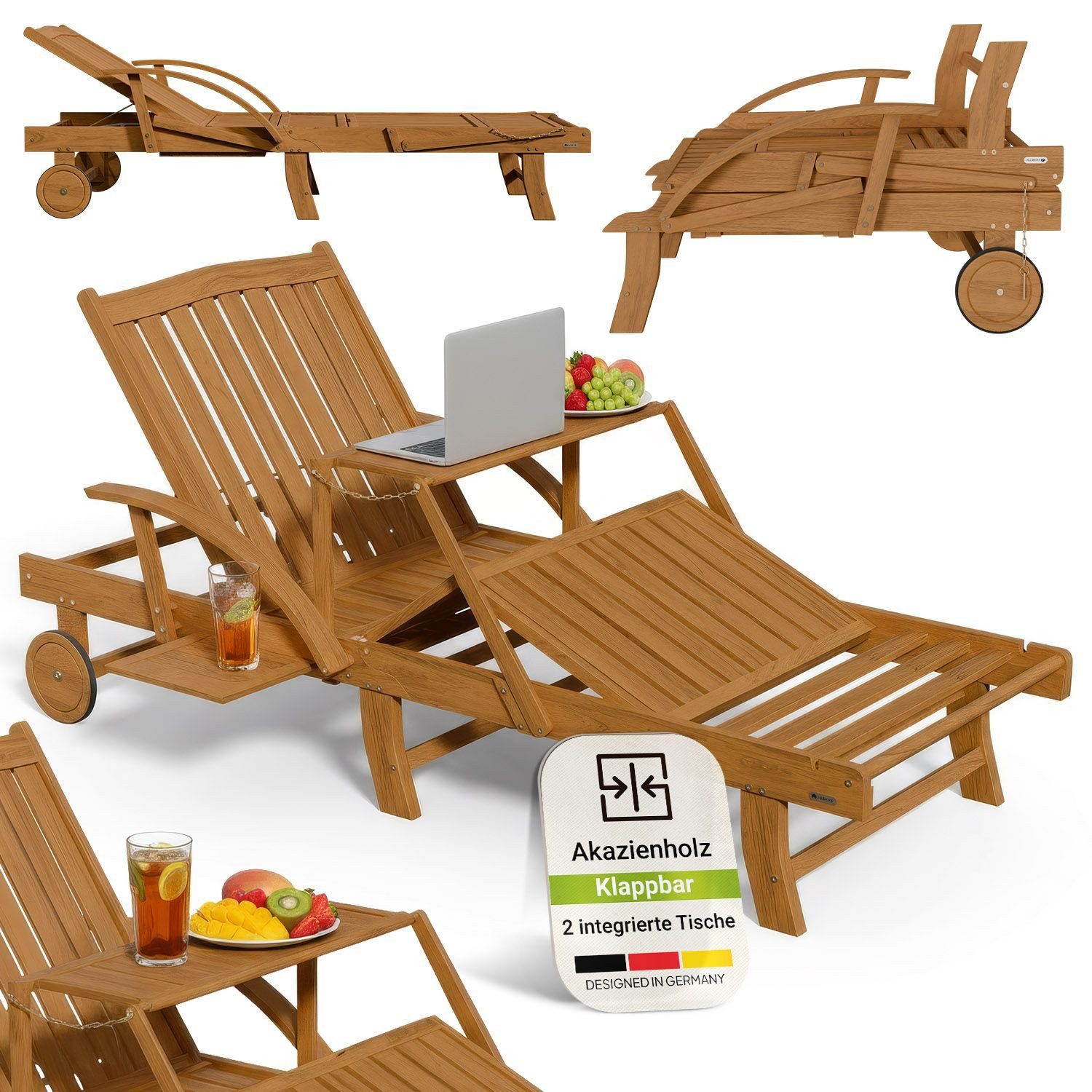 Juskys Multifunktionsliege SunScape, 1 St., 4-fach verstellbare Rückenlehne, 3-fach verstellbare Beinablage