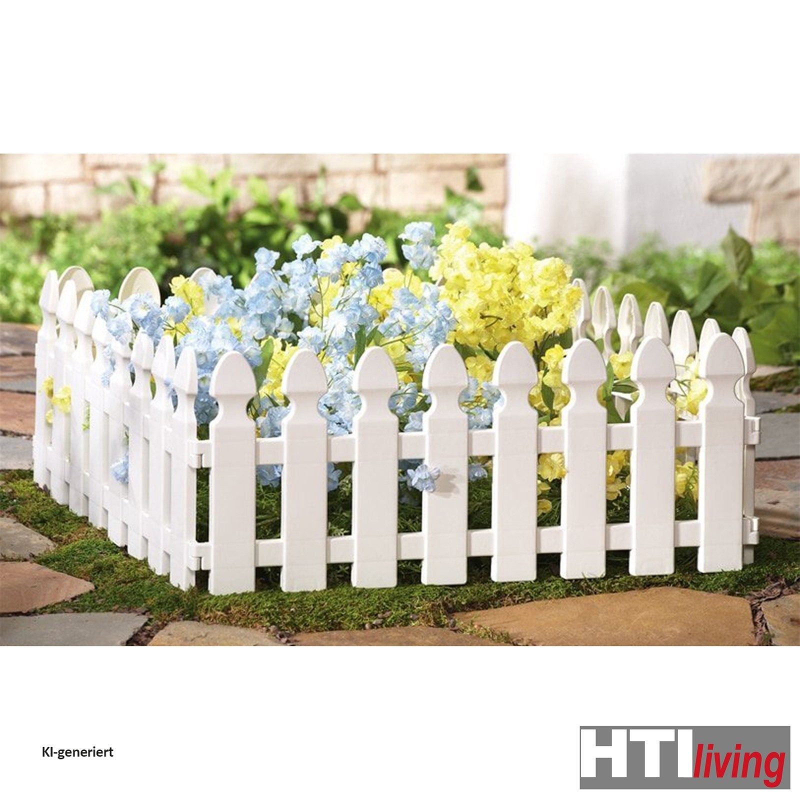 HTI-Living Beetbegrenzung Zierzaun Palisade 4-teilig Nessa, 4 Zaunelemente, Beeteinfassung Beetbegrenzung