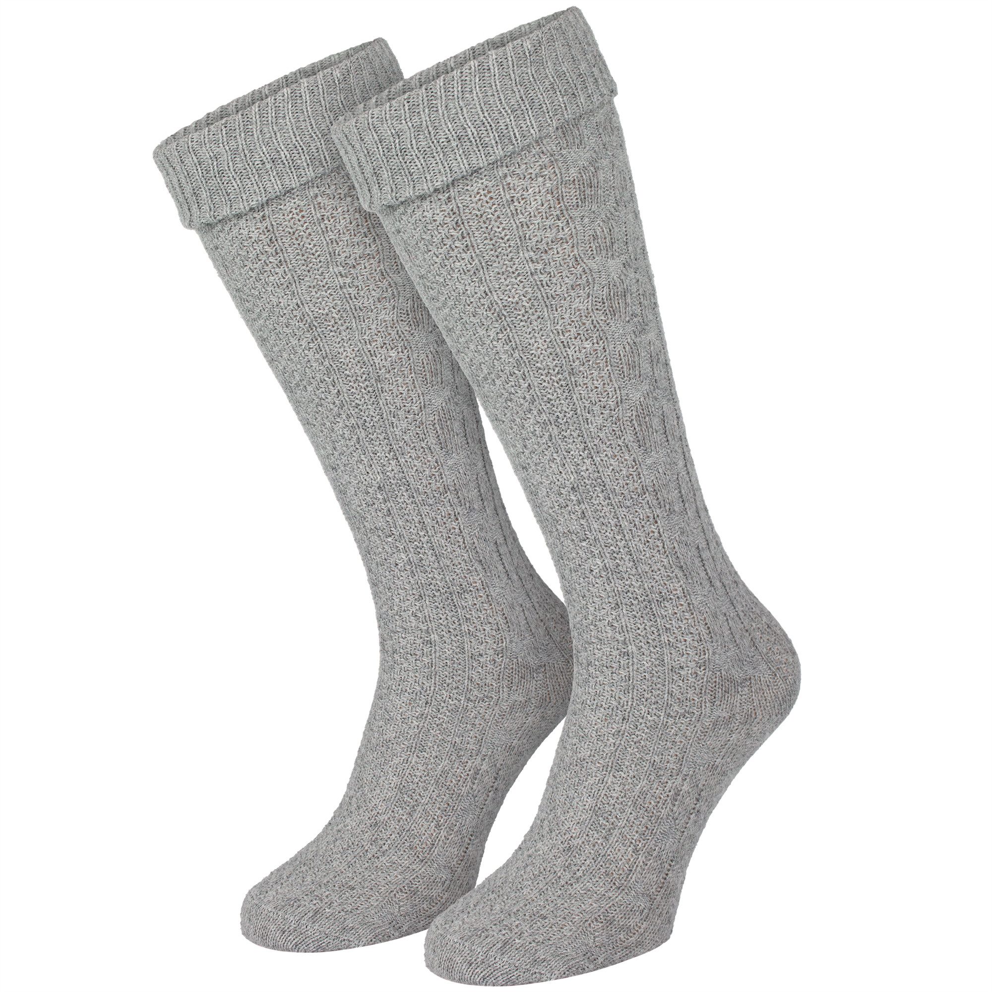 Trachtensocken Trachten Kniestrümpfe mit Zopfmuster für Damen & Herren