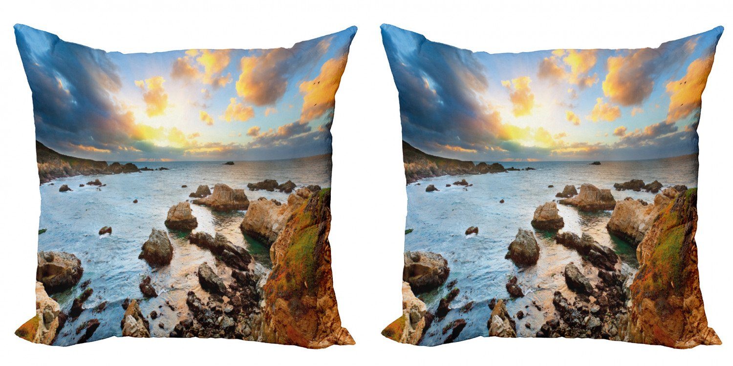 Kissenbezüge Modern Accent Doppelseitiger Digitaldruck, Abakuhaus (2 Stück), Big Sur Meerküste bei Sunrise View