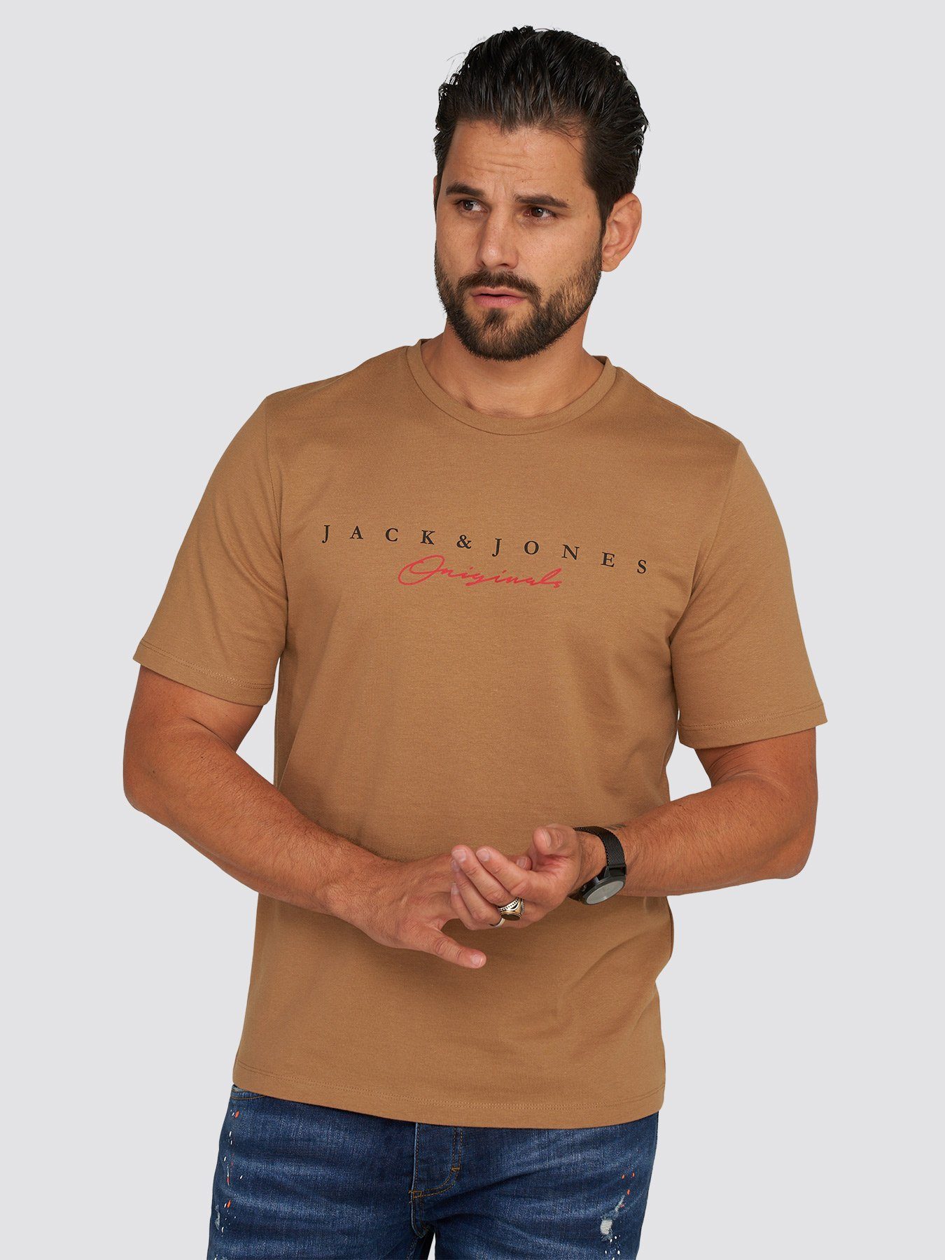 Jack & Jones T-Shirt CREW JJHARRISON SS NECK TEE Cinnamon