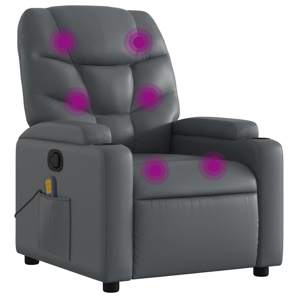 vidaXL Sessel Massagesessel Grau Kunstleder (1-St) günstig online kaufen
